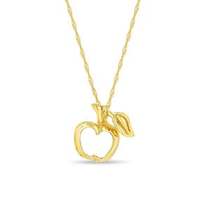 Colgante de manzana en oro macizo de 14 k en cadena de oro macizo de 18&quot;.