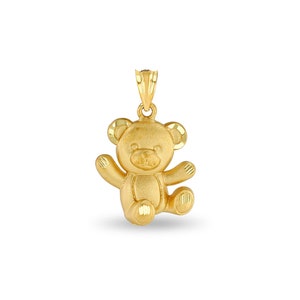 14k Solid Gold Teddy Bear Pendant.