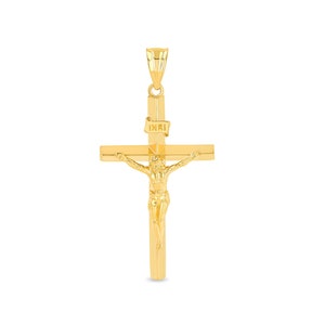 14k solid gold men&#39;s crucifix pendant.