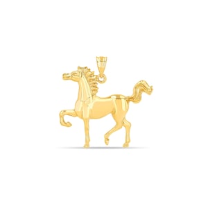 14k solid gold galloping horse pendant.