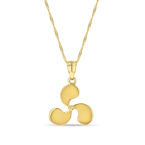 14k Solid Gold Boat Propeller Pendant Necklace - 18&quot; Chain