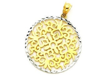 14k Solid Gold Two Tone Pendant. measures 1 1/4" by 1" wide.