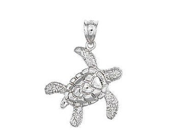 Sterling Silver diamond cut Turtle charm