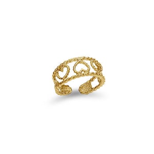 14k Solid Gold Heart Toe Ring, Rope Design Heart Toe Ring.