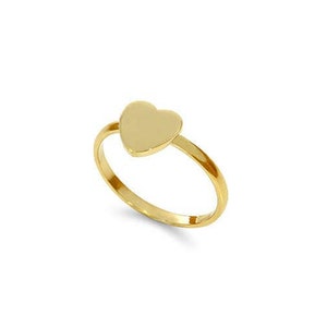 14k Solid Gold Heart Signet Ring: Personalized Initial Engraving