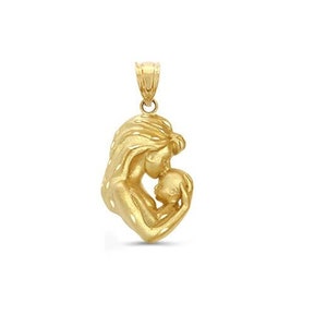 14k Solid Gold Mother and Child Pendant – Motherhood Jewelry, Mom and Baby Necklace, Meaningful Gold Gift, Mothers Day Gift, Mothers Love