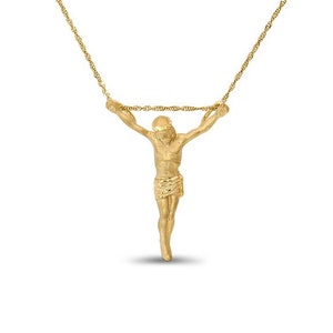 Collar con colgante de Jesús en oro macizo de 14 k - Joyería religiosa