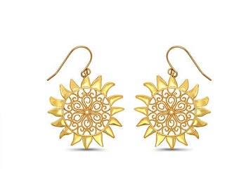Aretes de sol con anzuelo de oro de 14 k