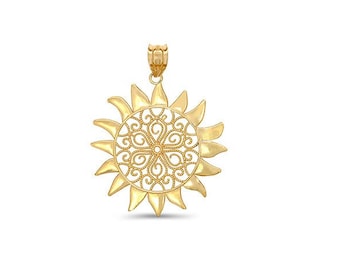 14k Yellow Gold Sun Pendant