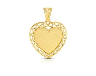 14K solid gold Heart Pendant, Heart Pendant, Love Heart