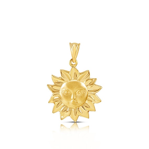 14k Solid Gold Sun Pendant. Sun Jewelry Tropical Jewelry Etsy