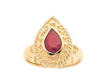 14K Gold Victorian Ruby Ring: 1.35 ct Genuine Ruby