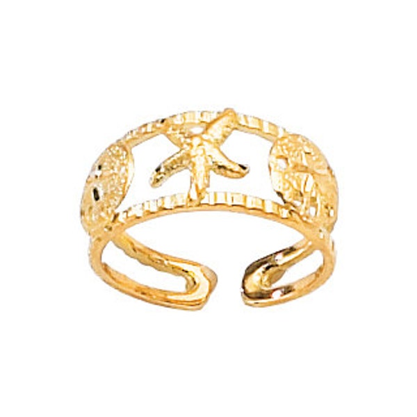 14k solid gold seashore toe ring.