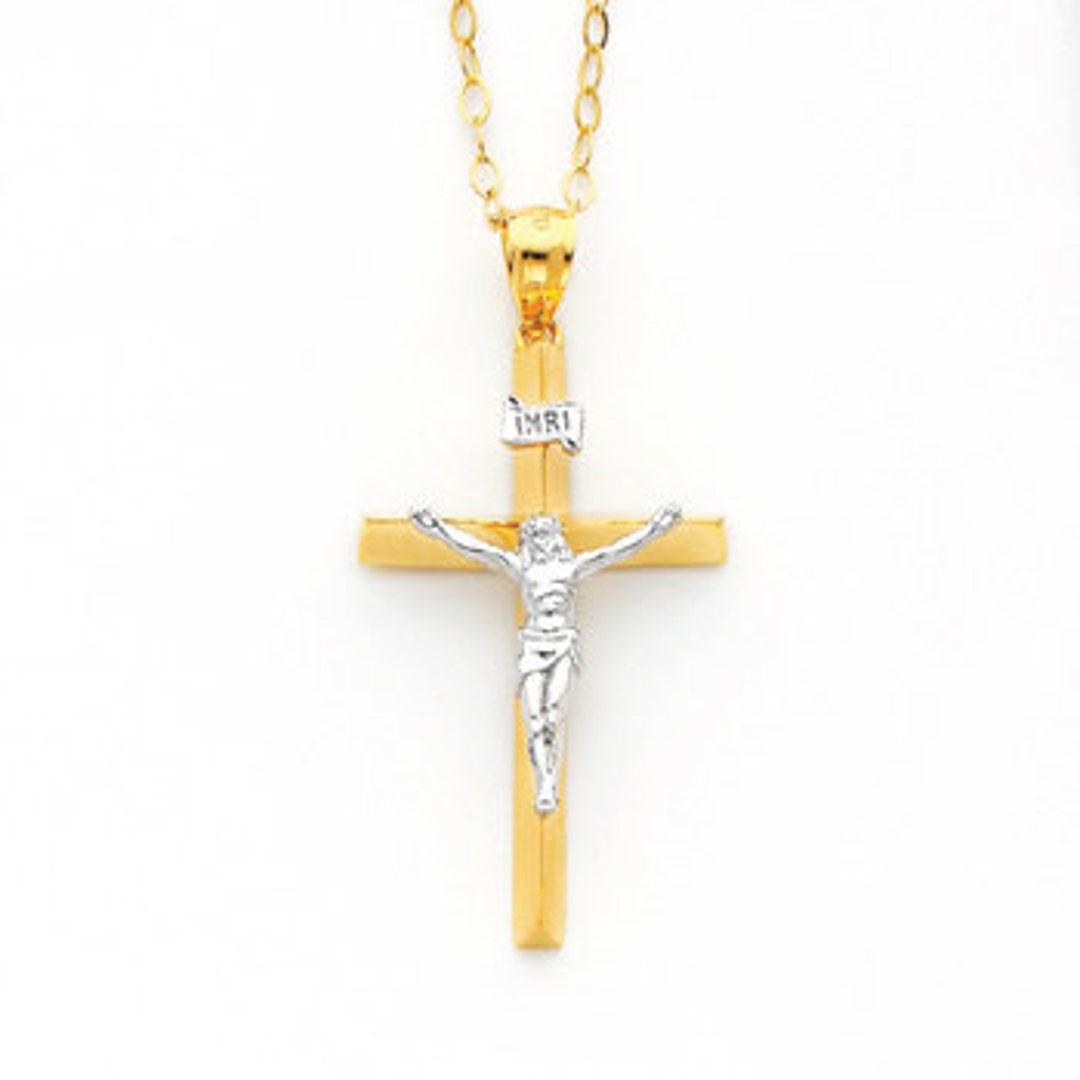 14k Gold Triangular Crucifix Charm. - Etsy