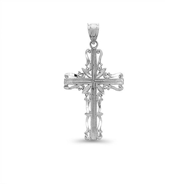 14k solid gold cross pendant. filigree cross pendant. religious jewelry.