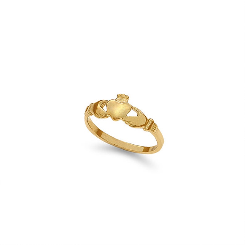 14k solid gold baby claddagh ring. child's ring, baby jewelry. image 1