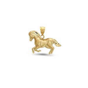 14k solid gold running horse pendant. Animal jewelry