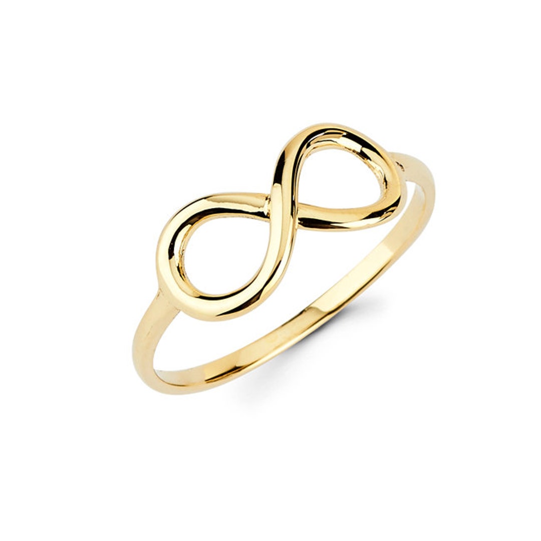 14K Gold Infinity Ring: Dainty Minimalist Band, Symbolic Gift - Etsy