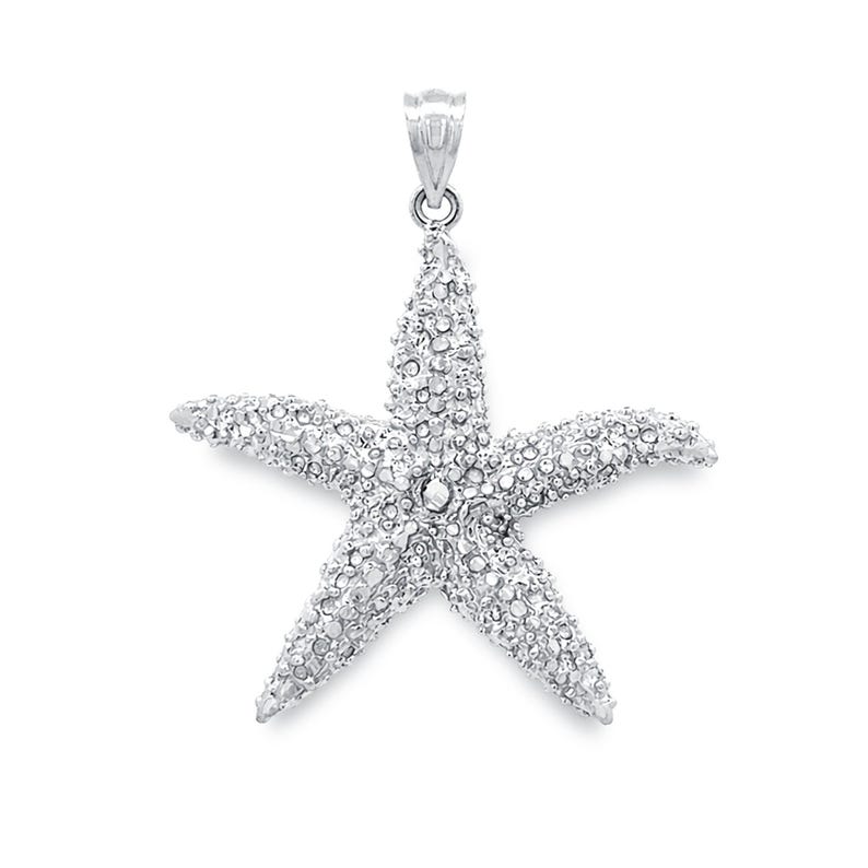 Sterling Silver Starfish Pendant: Sealife Jewelry Charm image 1