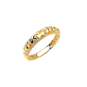 14k yellow gold diamond cut ring.