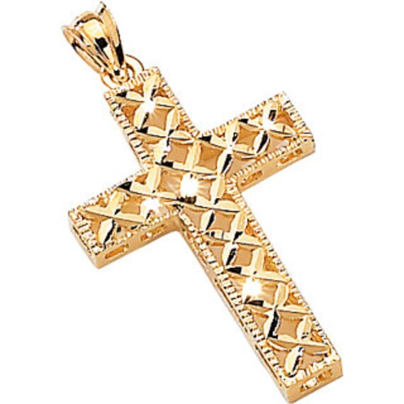 14k Gold Diamond Cut X Design Cross. Gold Cross Diamond Cut Etsy