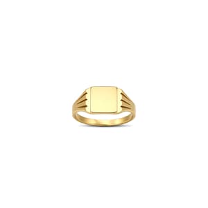 14k Solid Gold Baby Signet Ring: Engravable Pinky Ring