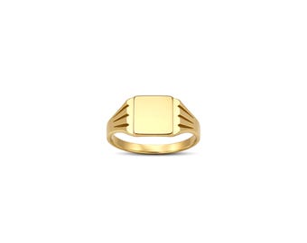 14k Solid Gold Baby Signet Ring: Engravable Pinky Ring