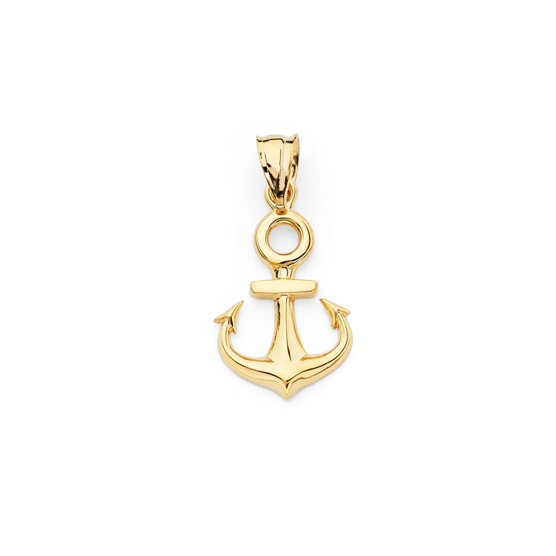 14K Yellow Gold Anchor Pendant, Anchor Necklace, Gold Anchor, Anchor