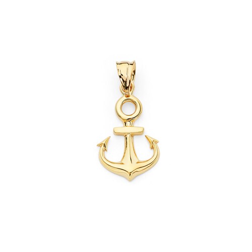 14K Yellow Gold Anchor Pendant Anchor Necklace Gold Anchor - Etsy