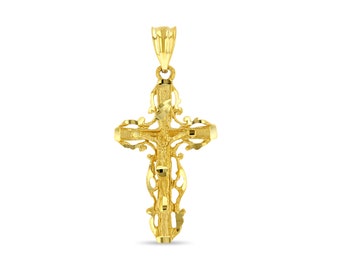 Colgante de crucifijo de filigrana de oro macizo de 14 k.
