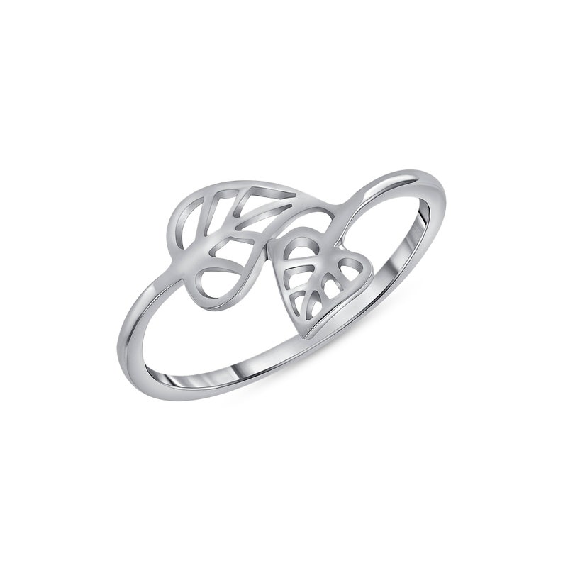 knuckle ring. index finger ring 14k solid gold leaf ring leaf bypass ring