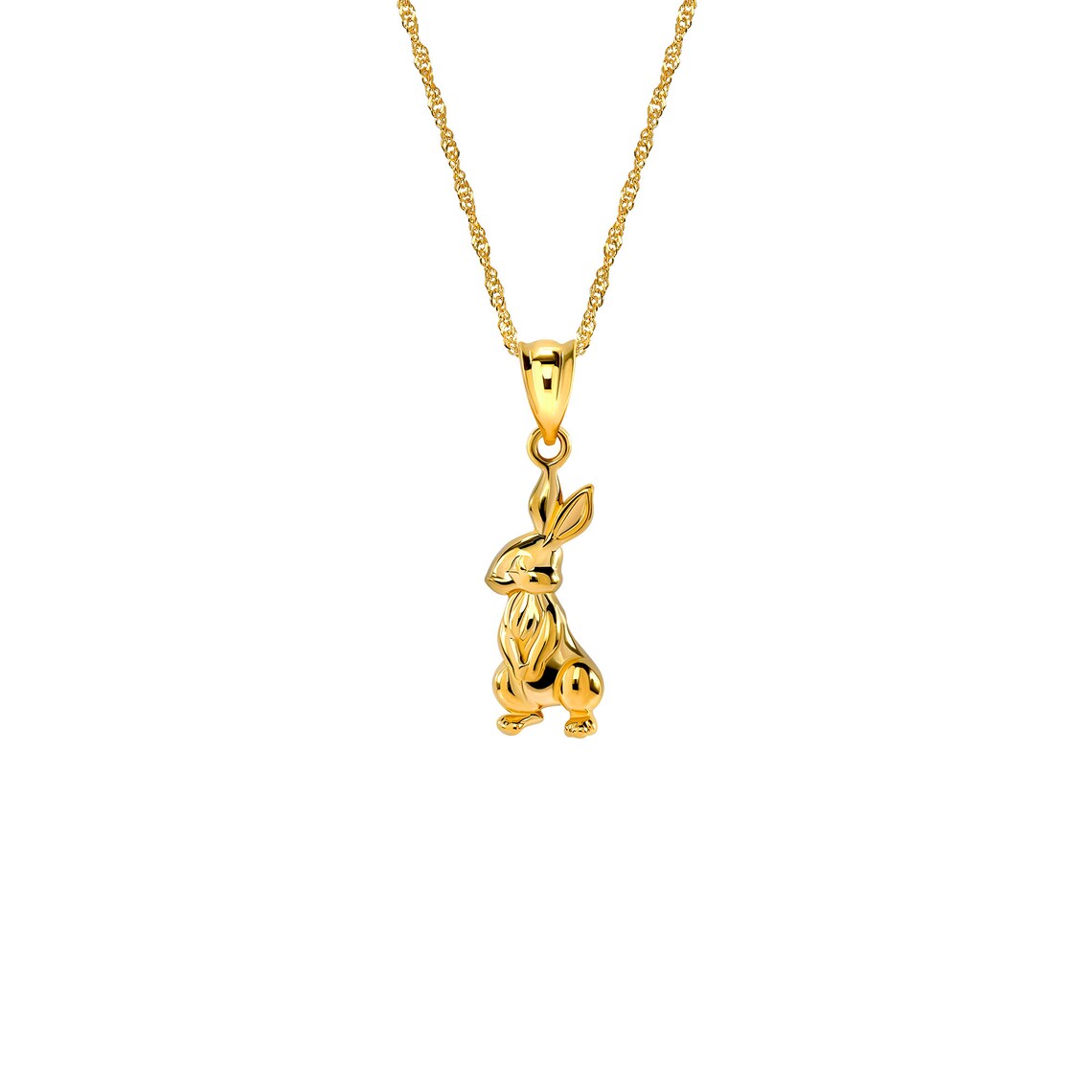 14k Solid Gold Bunny Pendant. Easter Bunny Pendant on 18 - Etsy