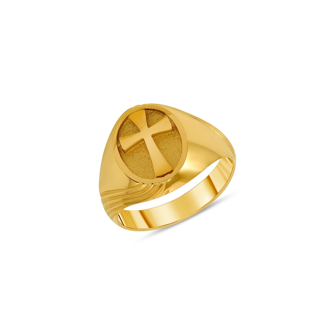 14k Solid Yellow Gold Cross Ring. Ladies' or Gents' Cross Ring. Etsy
