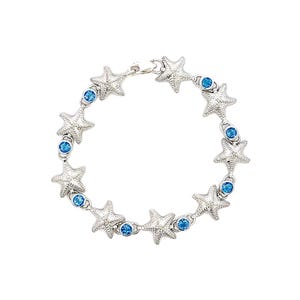 Sterling Silver Starfish Bracelet: London Blue Topaz, Ocean Jewelry