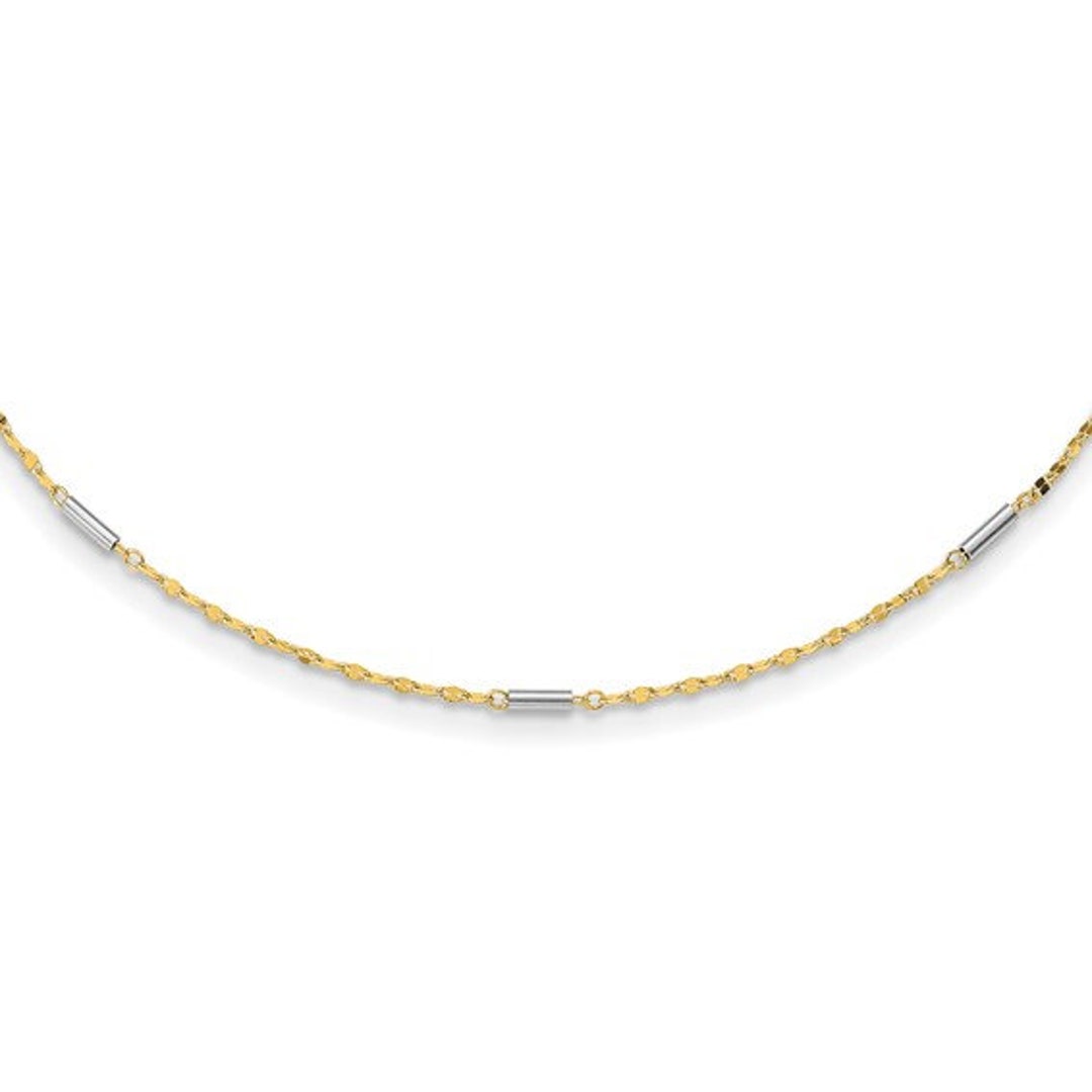 14k Solid Gold Two Tone Chain . Layering Necklace Chain, Fancy Chain ...