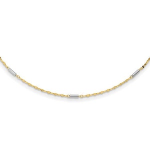 Chaîne bicolore en or massif 14 carats. superposition de chaîne de collier, chaîne fantaisie.