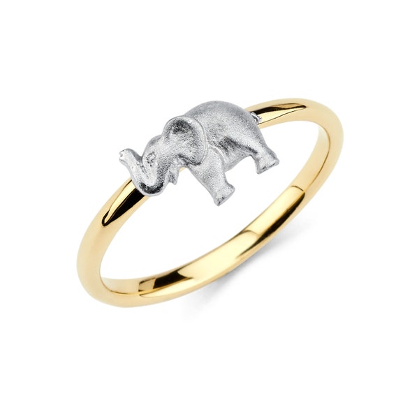 14K Two-Tone Elephant Ring, Elephant Ring, Elephant Jewelry, Two-Tone Ring, Two-Tone Jewelry, Animal Jewlery, Gold Elephant, Gold Ring