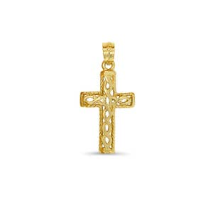14k Solid Gold Cross Pendant. Celtic Design Cross Pendant. Available in White Gold, and Rose Gold.