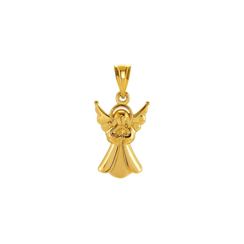 14k Solid Gold Angel Pendant. Etsy