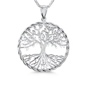Sterling Silber Baum des Lebens Anhänger an 20&quot; Sterling Silber Kette.
