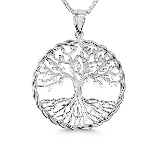 Silver Tree of Life Necklace Round Sterling Silver Pendant - Etsy