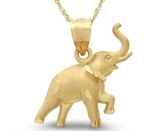 14k solid gold elephant pendant with 18" 14k solid gold chain. animal jewerly