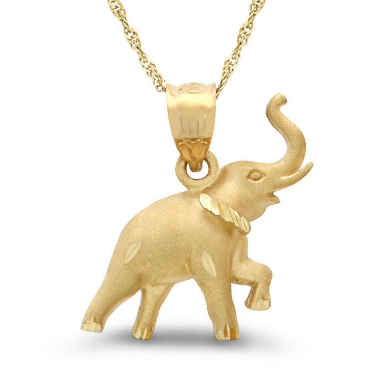 14k Solid Gold Elephant Pendant With 18 14k Solid Gold - Etsy