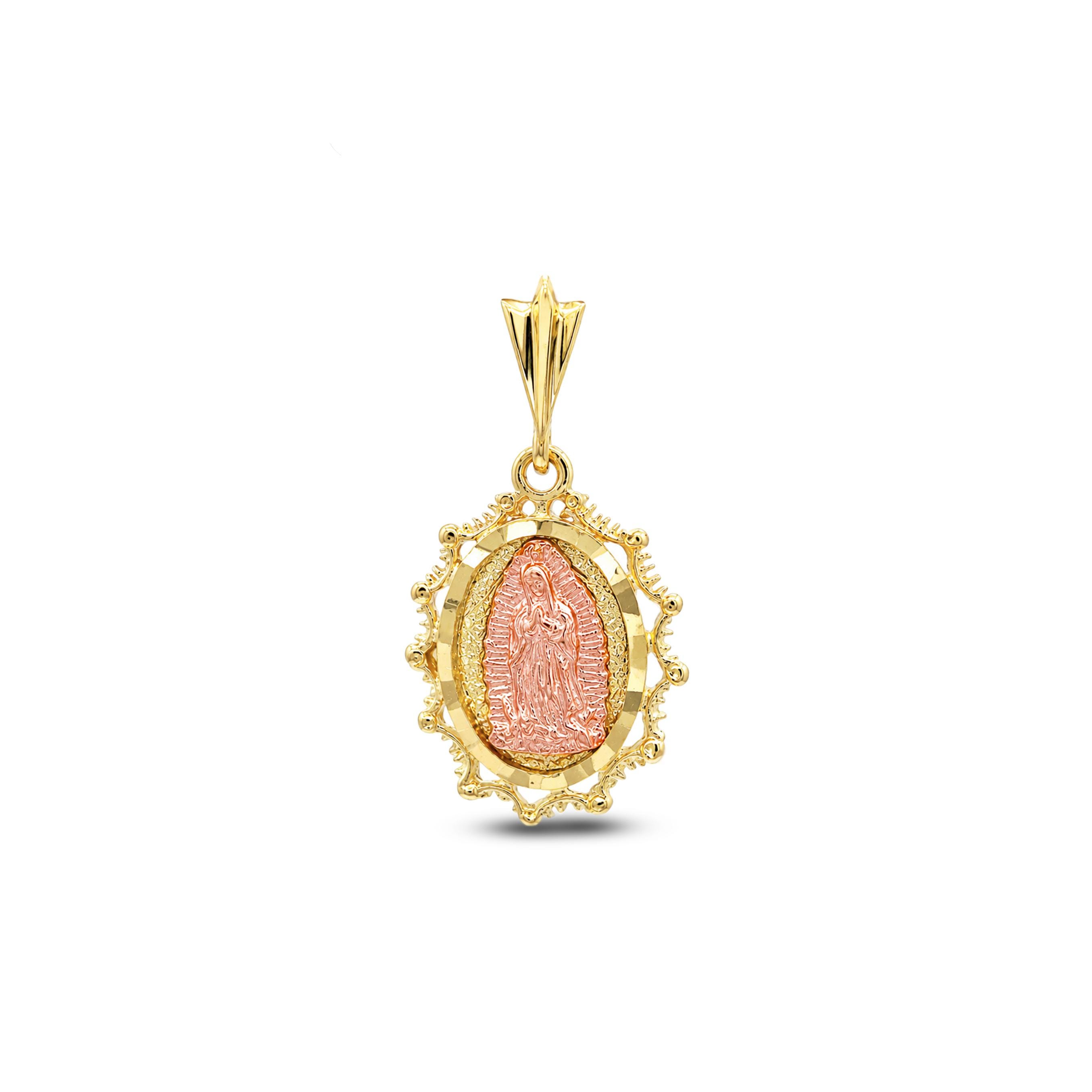 14k Two Tone Solid Gold Our Lady of Guadalupe Disc. Religious Jewelry ...