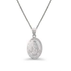 14k solid gold Virgin Mary medallion pendant with 18 solid gold chain. image 2