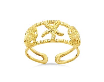 14K massief gouden schelpteenring: sierlijke strandsieraden
