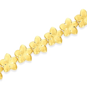14k massives Gold Plumeria Blumen Armband.