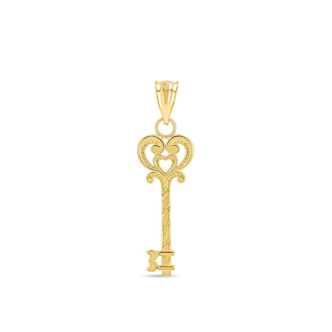 14k Solid Gold Key Pendant. Etsy