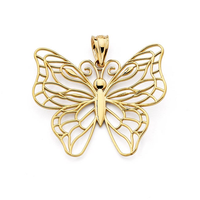 14K Solid Gold Butterfly Pendant 14K Solid Gold Butterfly - Etsy UK