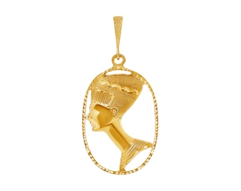 14k solid gold Nefertiti Pendant.